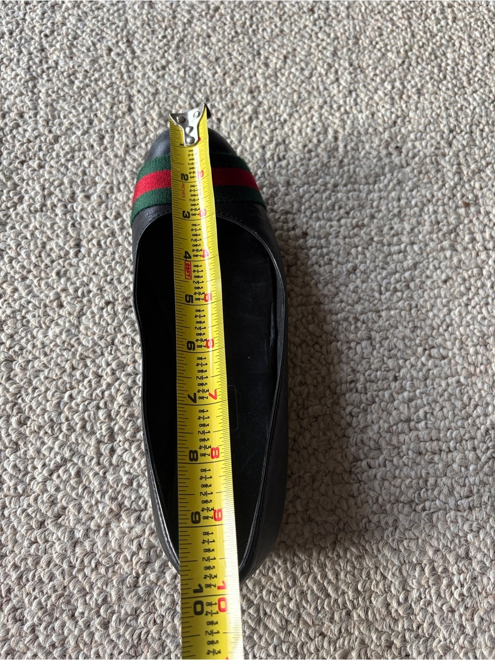 Gucci Ballet Flats 36.5 Black Leather Web Stripe Italy w Box & Dust Bag Chic - Picture 11 of 11